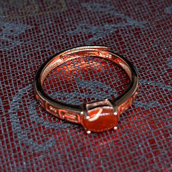 Mexican Fire Red Gold Egyptian Opal Ring - Picture 5 of 5